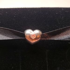 Pandora Heart charm with pink cz  retired